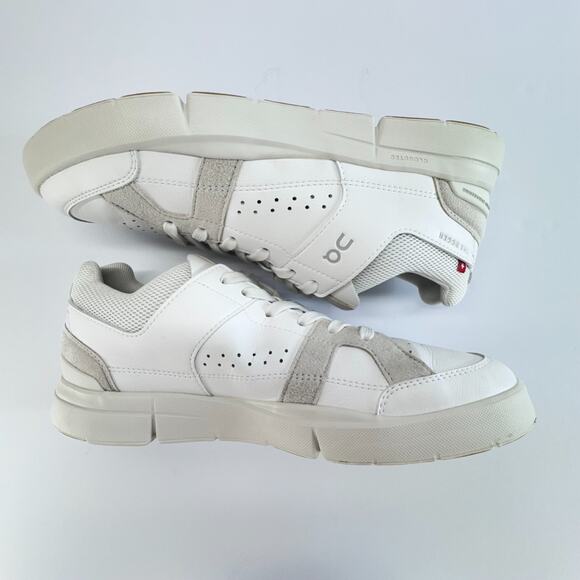 On The Roger Clubhouse White Leather Sand Suede Sneakers 48-99144 Men Size M8 - Picture 8 of 11